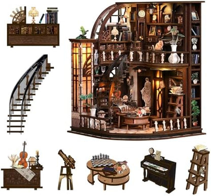 Book Nook Kit, Bacchus Bookstore DIY Miniature House Kit, 339Pcs by JCSY