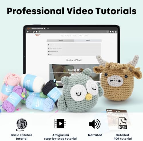 CrochetBox Highland Cow and Owl Crochet Kit for Beginners, 2 PCS Set - Image 4
