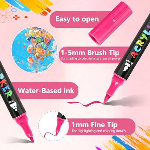 IVSUN 100 Colors Acrylic Paint Pens, Water-Based Dual Tip Paint Markers - Image 2