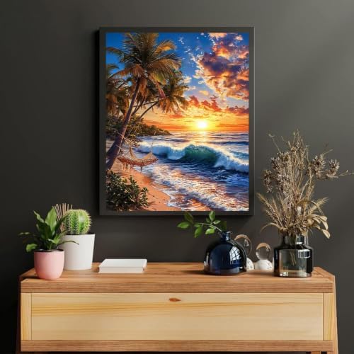 Beach Paint by Numbers Kit for Adults, DIY Oil Painting Canvas 16x20inch - Image 5