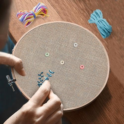 DELORIGIN Beginner Sewing Kits Embroidery Starter Kit with Linen Acrylic Beads Embroidery Hoop Colorful Threads Sewing Needles Embroidery Tools Stitch Learning DIY Kit Crafts for Adults Women - Image 5