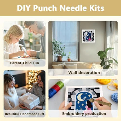DOODLREAM Night Princess Punch Needle Kit for Beginner 9.4" x 9.4" - Image 4