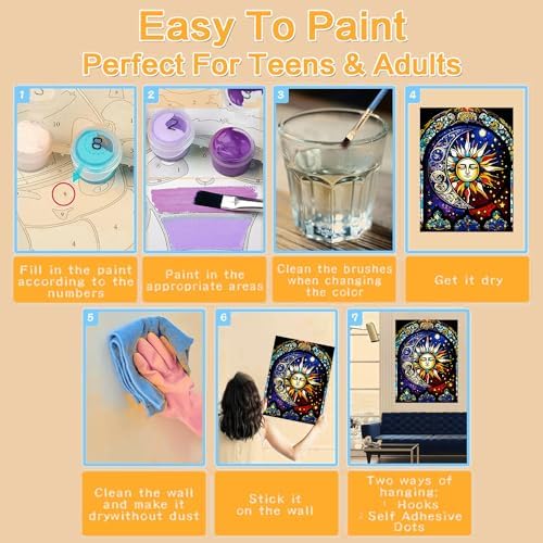 Meothan Framed Paint by Numbers Kits for Adults 12x16in with Wooden Easel - Image 5