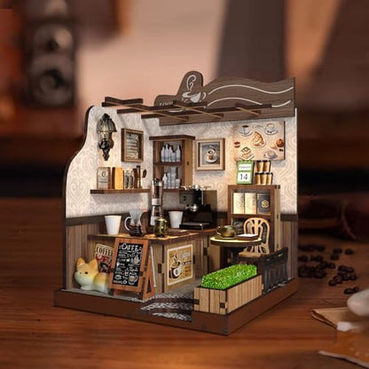 DIY Miniature Dollhouse Kit, 3D Wooden Puzzle Coffee Shop Model, Creative Mini Cafe Building Set with Furniture, Arts and Crafts Gift for Adults & Teens (Country Cafe) - Image 3