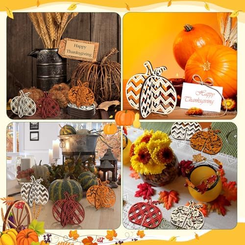 Huwena 36 Pcs Fall Craft Set 24 Wood Pumpkin Cutout for Craft,Vivid Pumpkin - Image 6