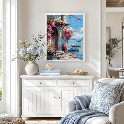 NXIKYO Seaside House Paint by Number for Adults Beginners, Scenery Adults Paint by Numbers Kits on Canvas, DIY Oil Painting Acrylic Paints for Home Wall Art Decor(16x20inch) - Image 4