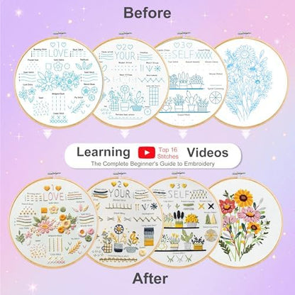 Huacan Embroidery Kit for Beginners with Tutorial Video & Gift Box - Image 3
