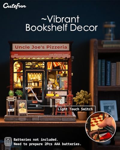 Cutefun Book Nook Kits for Adults - DIY Miniature Pizza Shop House Kit - Image 3