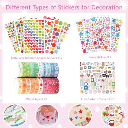 Comealltime Card Making Supplies, Card Making Kit with 30 Greeting Cards and Envelopes Set, Gem Stickers, Washi Tape, Rubber Stamps, Cute Stickers for Birthday Wedding Christmas Greeting Card DIY - Image 3
