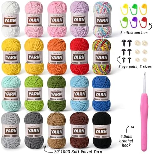 20 Pack 70.5oz/2624yds Bulky Multicolor Yarn Set, Plush Chenille Blanket Yarn for Crocheting, Fluffy Velvet Yarns for Crochet, Fuzzy Baby Yarns for Crocheting Soft, Crochet Amigurumi - Image 2