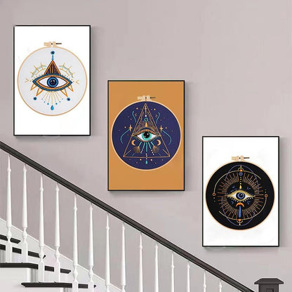Konrisa 3 Pcs Embroidery Kits with Tarot Cards and Eyes Pattern, Stamped Embroidery Starter Kit for Beginners Adults Needlepoint Kits DIY Sewing Cross Stitch Practice Kit Home Decoration - Image 3