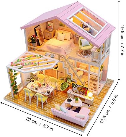 GuDoQi DIY Miniature Dollhouse Kit, Tiny House kit with Furniture and Music, Miniature House Kit 1:24 Scale, Great Handmade Gift for Birthday Christmas Day, Sweet Time House - Image 2