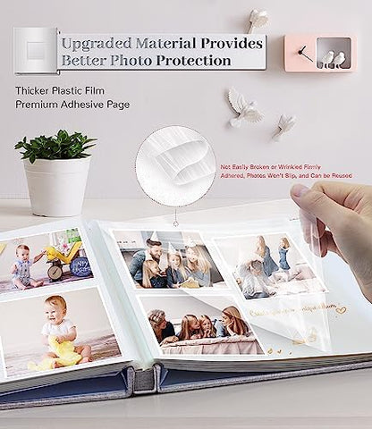 Artfeel Photo Album Self Adhesive Scrapbook Album for 3x5 4x6 5x7 8x10 Pictures,120 Pages Linen Cover with Display Window DIY Photo Book,Ideal Gifts for Family Travel Wedding Baby - Image 3
