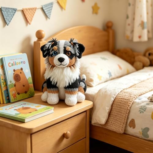 Beginner Crochet Kit for Adults & Teens, Australian Shepherd Dog Amigurumi Crochet Kit, Complete DIY Craft Supplies with Instructions, Cute Puppy Animal Starter Kit, Handmade Gift for Crochet Lovers - Image 3