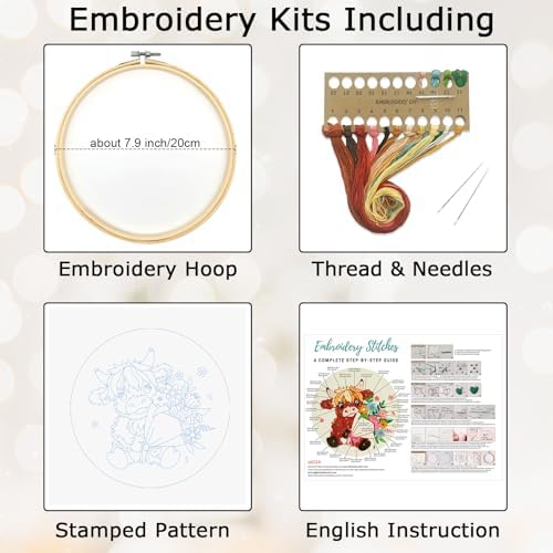 Nuberlic Highland Cow Embroidery Kit for Beginners - Image 3