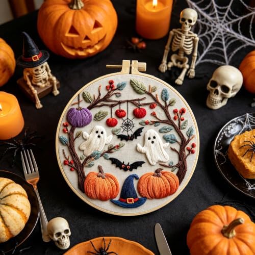 RUIQLXHANG Halloween Ghost Pumpkin Embroidery Kit for Beginners - Image 5