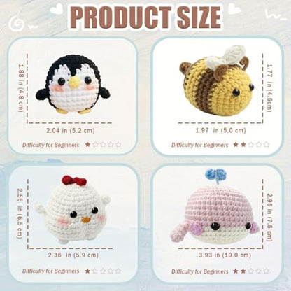 YAMAXIN Crochet Kit for Beginners with 9 Hooks (2.0–6.0mm), 8 Animal Patterns & Yarn – Learn to Crochet Starter Set with Tools & Case – Amigurumi DIY Craft Kit for Adults & Kids - Image 3