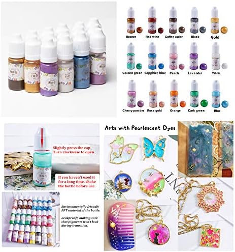 200ML Crystal Clear UV Resin Sunlight Curable 18 Molds 28 Dyes (Metallic & Normal) 17 Bezels 36 Holographic Decorations, Resin Kit for DIY Crafts Jewelry Making Rings Bracelets Pendants Earrings - Image 6