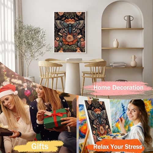 Yunruily Paint by Numbers Kits for Adults - Vintage Butterfly Adult Paint by Number Kits on Canvas,Paint by Number for Adults for Gifts Home Wall Decor 16x20inch - Image 6