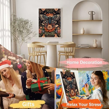 Yunruily Paint by Numbers Kits for Adults - Vintage Butterfly Adult Paint by Number Kits on Canvas,Paint by Number for Adults for Gifts Home Wall Decor 16x20inch - Image 6