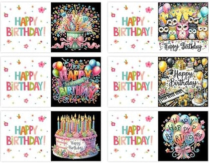 6PCS DIY Birthday Diamond Painting Greeting Cards with Envelopes - Image 3