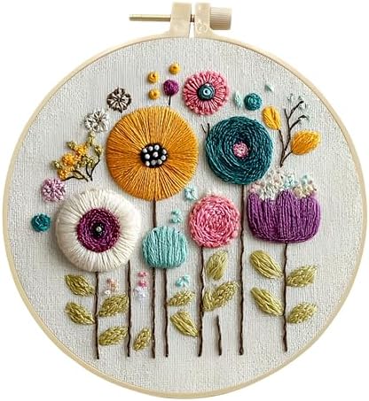 Embroidery Kit for Beginners & Adults Starter Kit, Cross Stitch Kits,DIY Hand Embroidery Needlepoint Set with Hoop, Pre-Printed Fabric, Threads and Instructions (Flower-3) by Unknown