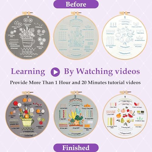 Embroidery Kit for Adult Beginners, 3 Pack Embroidery Stitches Practice Kit to Learn 31 Stitches, with Step-by-Step Instructions & Videos, Tools, DIY Needlework Craft Gift for Craft Lovers Women - Image 4