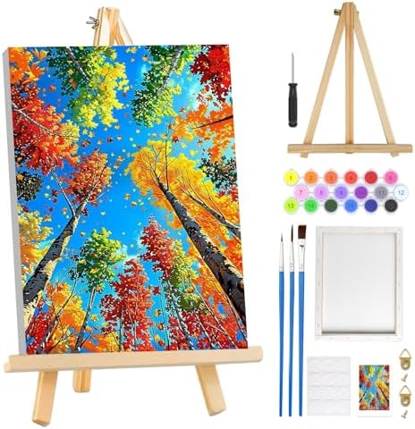 MOGTAA Tree of Life Paint by Numbers Kit for Adults Beginners with Frame, Landscape Adult Paint by Number Kits on Canvas with Easel, Easy DIY Oil Painting Kits for Home Decor, 8x12in by MOGTAADIYHomeDecor