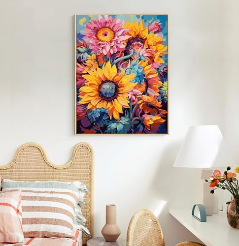 Paint by Numbers Kit for Adults, Sunflower DIY Acrylic Canvas Painting Set - Image 2