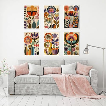 Clendo 6 Packs Floral Paint by Numbers Kit for Adults, Easy Flowers Paint by Number for Adults Beginner, DIY Painting by Numbers Canvas for Home Decor 8 x 12 Inch（Without Frame） - Image 4