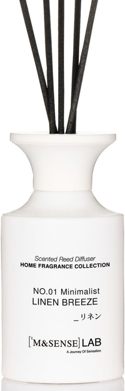M&SENSE Reed Diffuser Set, 10.14 fl oz Large Reed Diffuser, Linen Breeze Scented with Natural Essential Oils, Long Lasting with 7 Sticks, Non-Toxic Home Fragrance Reed Diffuser for Bedroom, Bathroom