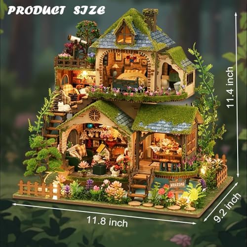 Forest Miniature Dollhouse Kit, DIY Mini House Making Kit with LED - Image 2