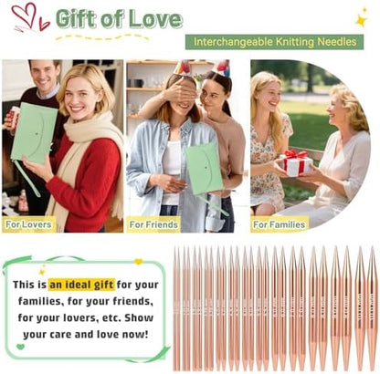 Aeelike 13 Pairs Interchangeable Knitting Circular Needles 3-10.0mm, Green - Image 7