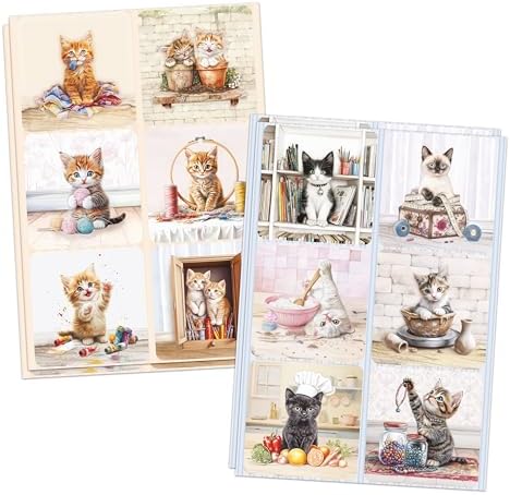 Katy Sue Crafty Kittens Die-Cut Card Topper & Decoupage Collection. 4 Sheets of Kitten & Cat-Themed Card Toppers & 4 Sheets of Die-Cut Decoupage for Card Making Supplies, Scrapbooking & Craft Supplies - Image 3