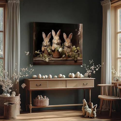 Clendo Vintage Bunny Paint by Numbers for Adults - Rabbit Adults Paint by Numbers Kits, DIY Paint by Number Acrylic Canvas Painting Art Kits for Home Decor 16x20 Inch (Without Frame) - Image 2