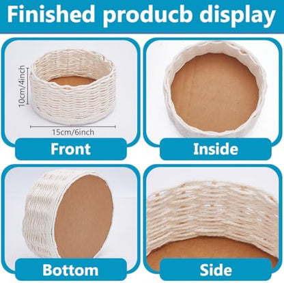 FREEBLOSS Flower Macrame Woven Basket Kit Basket Weaving Kits with Video Tutorials Macrame DIY Storage Bins Basket Making Supplies for Weaving Craft Gift - Image 3