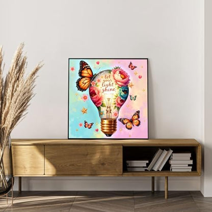Framed Paint by Numbers Kit for Adults, Butterfly Floral Decor 10x10 Inch - Image 3