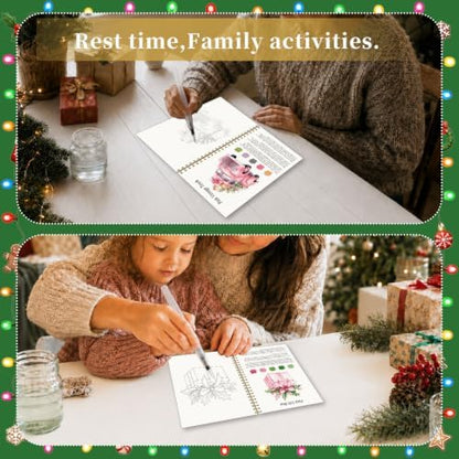 Pink Christmas Watercolor Workbook, Xmas Painting Book with 12 Designs - Image 6