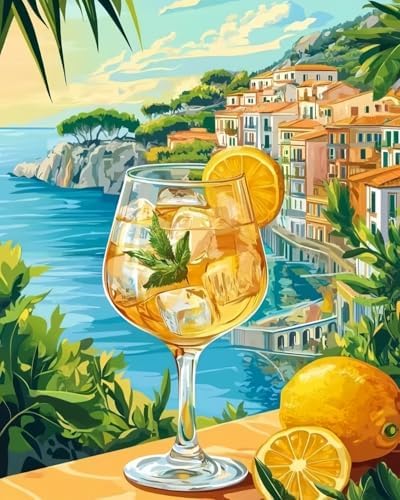 5DDIYART Seaside Lemon Paint by Numbers for Adults Beginner, Paint by Number Kits on Canvas, Paint by Easy Acrylic Oil Painting Home Wall Decor 16x20inch by Unknown