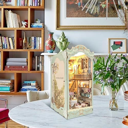 DIY Book Nook Kit,Dollhouse Booknook Bookshelf Insert Decor,3D Wooden Puzzles with LED Dust Cover,Book Nook Miniature Kit,Birthday Halloween Home Decor for Teens Adult-Countryside Diary - Image 6