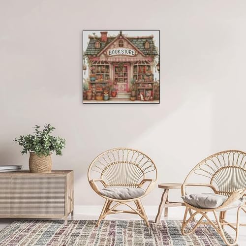 MYBISYMQQ Book Store Cross Stitch Kits for Adults,11CT Stamped Cross Stitch Kits for Beginner,DIY Needlepoint Embroidery Patterns Kits Embroidery Patterns for Home Wall Decor 13.7x13.7 inches - Image 6