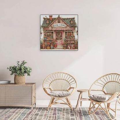 MYBISYMQQ Book Store Cross Stitch Kits for Adults,11CT Stamped Cross Stitch Kits for Beginner,DIY Needlepoint Embroidery Patterns Kits Embroidery Patterns for Home Wall Decor 13.7x13.7 inches - Image 6
