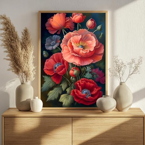 Poppy Paint by Numbers Kit for Adults, 16x20 inch - Image 2