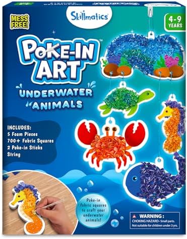 Skillmatics Poke-in Art – Underwater Animals, Wood Craft Kit, Gift for Kids by Skillmatics