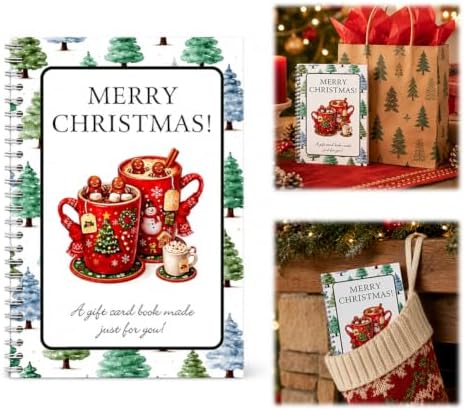 Christmas Gift Card Book, 5x7 Holiday Gift Booklet, DIY Spiral-Bound Merry Christmas College Survival Kit, 10-Page Surprise Greeting Card Book for Cards Cash, Students Graduation Gift by Unknown