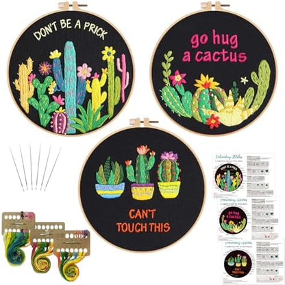 Louise Maelys 3 Pack Funny Cactus Embroidery Kit for Beginners DIY Craft by LouiseMaelys