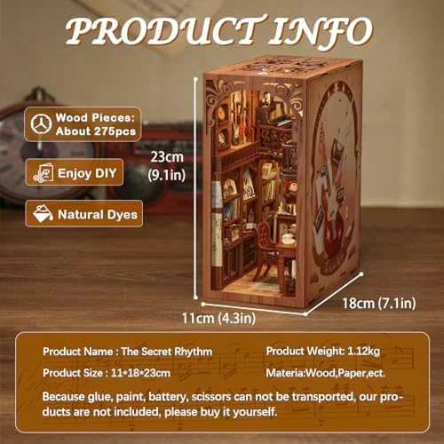 CUTEBEE Book Nook Kit - DIY Miniature House Kit for Adults and Teens, Dollhouse Booknook Tiny House Model Build Bookshelf Decor, Gifts for Family, Friends - Image 4