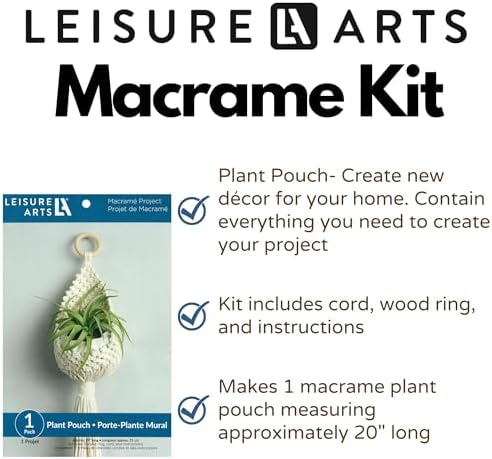 LEISURE ARTS Macrame Kit Plant Pouch, Macrame Kits for Adults Beginners, Plant Hanger Kit, Beginners Kit, DIY Kit Beginner - Image 2