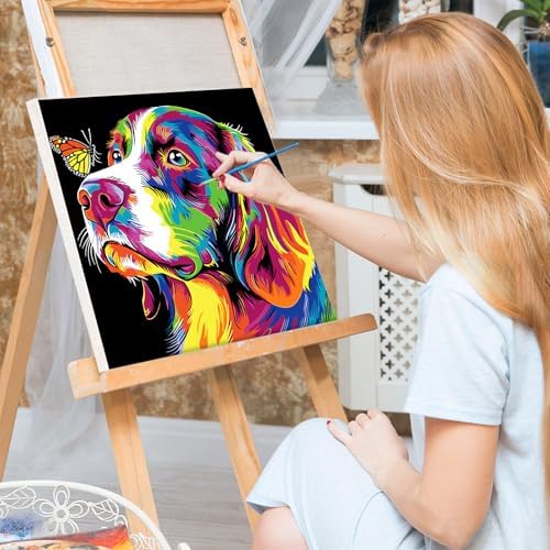 Bowetile 4 Pack Framed Paint by Numbers for Adults Beginners, Colorful Animals Paint by Numbers for Kids Ages 8-12 on Canvas, DIY Oil Acrylic Number Painting Art Crafts for Home Wall Decor, 8x8in - Image 2
