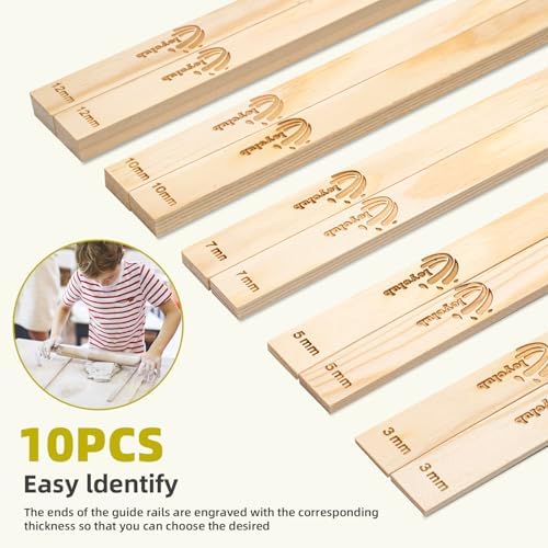 Leyclub Pottery Rolling pin Guides, 5-Size for Precise Clay Thickness - Image 3